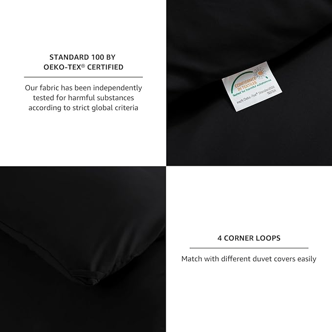 CozyLux California King Comforter Set Black, 3 Pieces Cal King Solid Breathable Quilted Bedding Sets, Cozy Luxury Fluffy Soft Bed Sets with Down Alternative Comforter and 2 Pillowcases for All Season