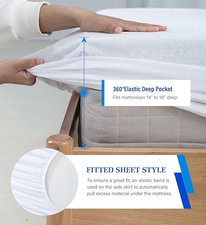 Artivestion Twin Mattress Protector, Waterproof Mattress Cover - 2 Pack, White, 39x75 inches, Polycotton, Breathable, Soft, Quiet, Washable, for Adults