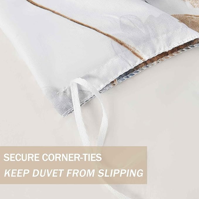 Nanko Blue Floral Duvet Cover Set King Size, Beige Tan Flower Leaf Print Pattern, Soft Microfiber Reversible Comforter Bedding Cover with Zip Ties - Spring Farmhouse for Women Men, 3 Pcs 104 x 90