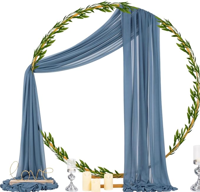 Socomi Wedding Arch Draping Fabric 29" x 20Ft 1 Panel Dusty Blue Sheer Outdoor Curtain Drapes Extra Long for Bridal Baby Shower Ceremony Birthday Party Decor