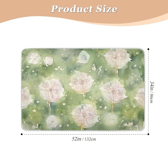 Waterproof Bed Pad Reusable Changing Pad Toddler Mattress Protector Large Pee Pad Baby Diaper Pad Soft Washable Liner Green White Flower