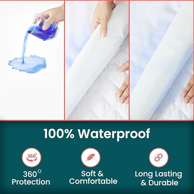 Zippered Mattress Encasement, Twin XL Size Waterproof Mattress Protector, Breathable & Noiseless Absorbent 6-Sided Mattress Cover