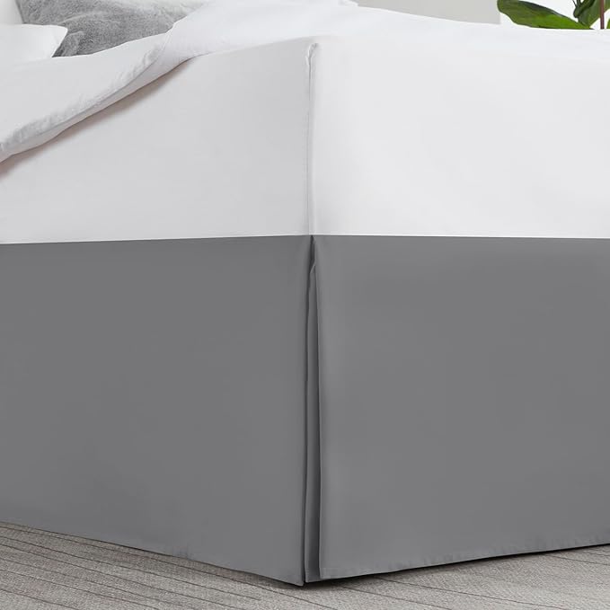 Nestl Grey Twin Bed Skirt - Twin Size Bed Skirt 14 Inch Drop - Brushed Microfiber Bed Skirts - Hotel Quality Pleated Bed Skirt - Shrinkage & Fade Resistant