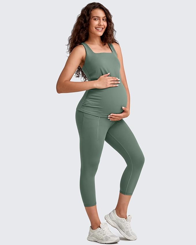 G4Free BareFeel Maternity Leggings with Pockets Over The Belly Stretchy Workout Yoga Pregnancy Pants