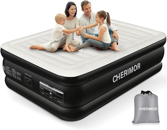 Air Mattress Queen with Built in Pump, Inflatable Blow Up Mattress 18" Raised, Multi-Layer Leakproof, Heavy-Duty Support 800 lbs, Air Bed Queen Size for Home Guests Camping, 3-Min Inflation