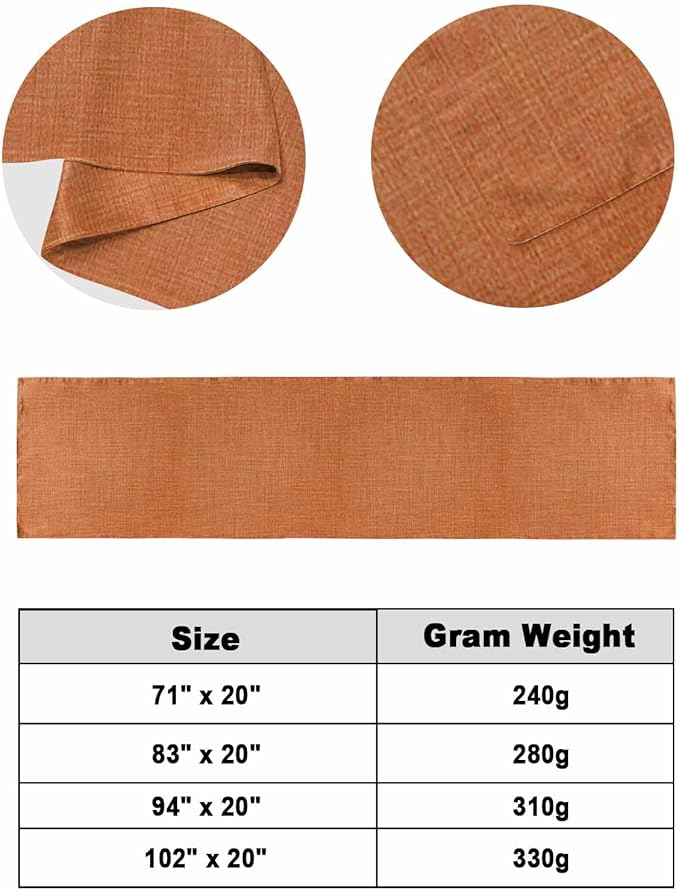 Vintage Orange Linen Burlap Bed Runners for Bedroom Hotel,Decorative Bedding Scarf Farm Fall Thanksgiving Bed End Blanket Bedding Runner Scarves for Queen Size Bed,94x20in