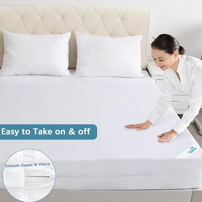 Waterproof Mattress Protector Zippered Twin XL (4/5/7/6/9/13Inches), Mattress Cover & Mattress Encasement Twin Extra Long, 100% Waterproof 6 Sides Wrapping Box Spring Cover