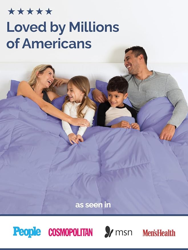 Full Size, Lavender Alternative Down Comforter - Warm, Lightweight & Breathable Hotel Quality Bedding Set for Men, Women, Kids & Teens - All Season Oversized Cooling Microfiber Duvet Insert Comforter