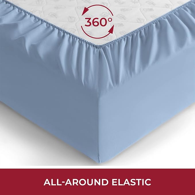 Mellanni Queen Fitted Sheet - Iconic Collection Bedding Sheets with up to 16 inch Deep Pocket - Soft & Cooling - Fade & Stain Resistant - 1 PC (Queen, Blue Hydrangea)