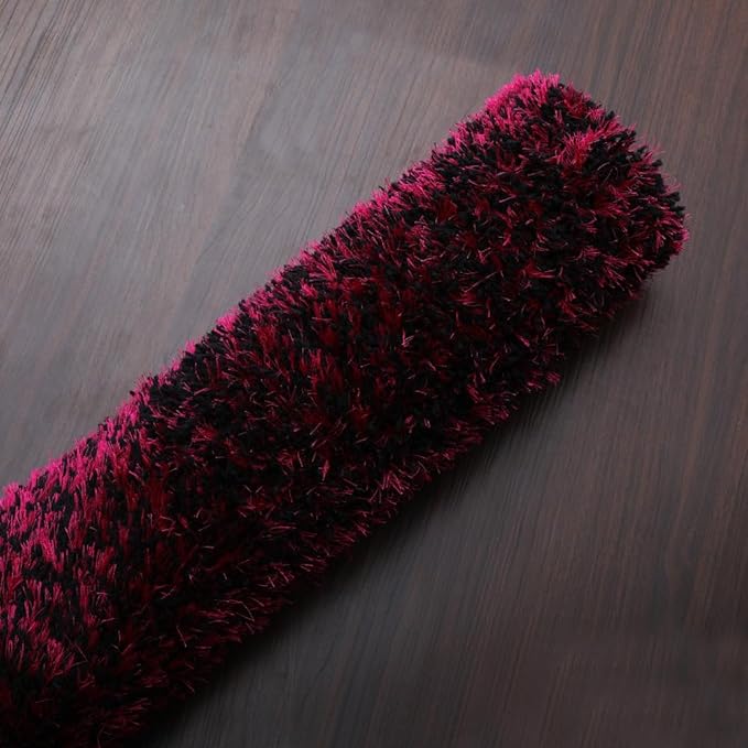 Hand Tufted SHAG Polyester ECO-Friendly Area Rugs - 6'x9', Rectangle, Violet Black, Solid Plain Design, High Pile Thick Handmade Anti Skid Rugs for Living Room, Bed Room K00111