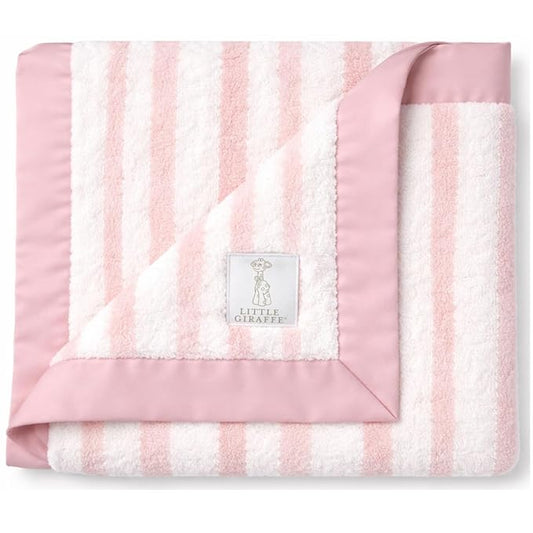 Little Giraffe Luxe Baby Blanket – 29x35” Satin Trim, Strand Dusty Pink | Ultra-Soft, Hypoallergenic Stroller & Nursery Blanket | Perfect for Newborns & Toddlers