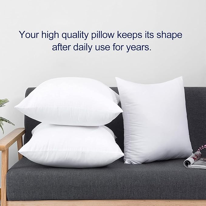 HITO 16x24 Pillow Inserts (Set of 2) - Down Alternative 100% Cotton Cover Decorative Square Throw Pillows White for Couch Bed Sofa