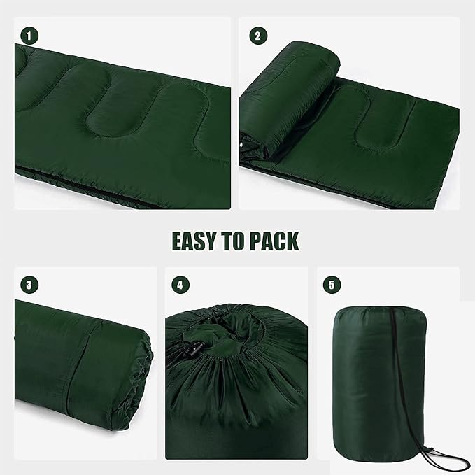 Bulk 10 Pack Envelope Sleeping Bags, 4 Seasons Warm or Cold Lightweight Indoor Outdoor Sleeping Bags for Adults, Backpacking, Camping