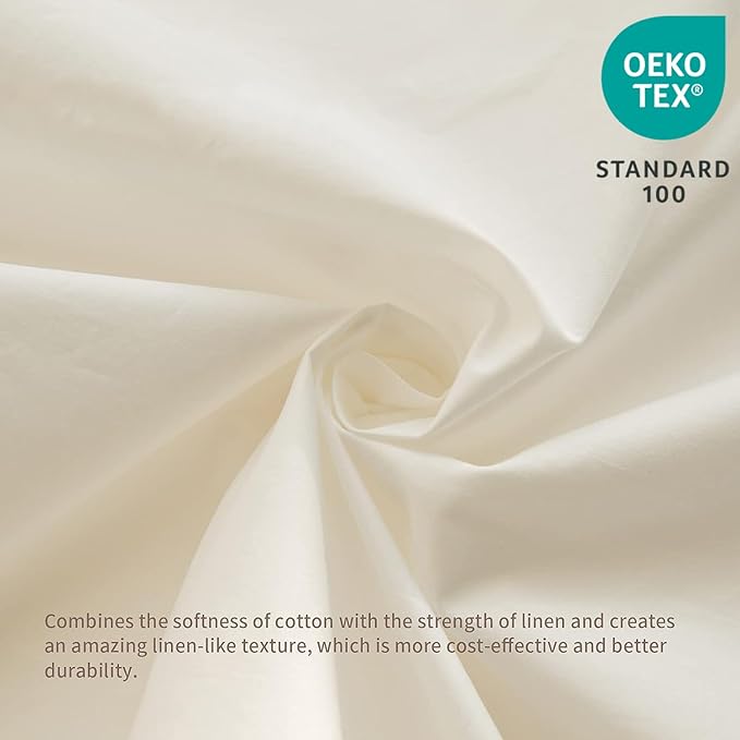 BISELINA French Linen Bed Skirt with Pleated Frills 22-Inch Tailored Drop Natural Flax Cotton Blend Dust Ruffle Soft Cozy Farmhouse Bedding (22" Queen, White)