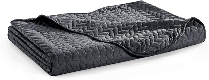 MOONLIGHT20015 Quilt King Size (106" x 96") with 2 Pillow Shams (20" x 36"+2") for All Season - 3 Pcs Lightweight Bedding Set Reversible Coverlet Embossed Quilted Bedspread (Charcoal)