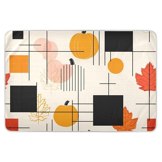 Waterproof Bed Pad Reusable Changing Pad Toddler Mattress Protector Large Pee Pad Baby Diaper Pad Soft Washable Liner Beige Thanksgiving Pumpkin Maple Leaf