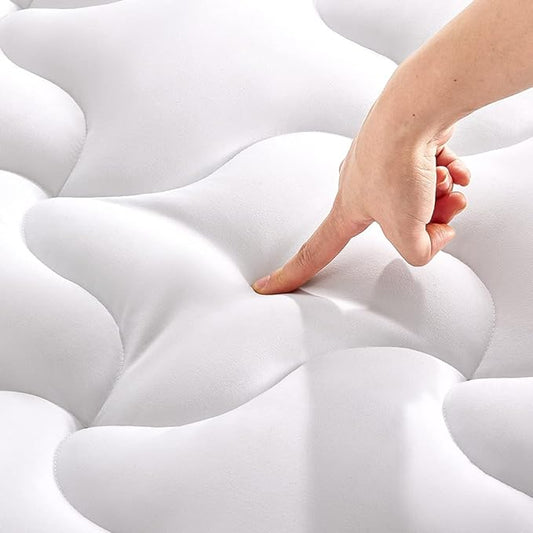SLEEP ZONE Cooling Mattress Topper, King, White, Machine Washable, Deep Pocket, 120gsm Microfiber, Nanotex Cooling Fabric, 8-21 inch