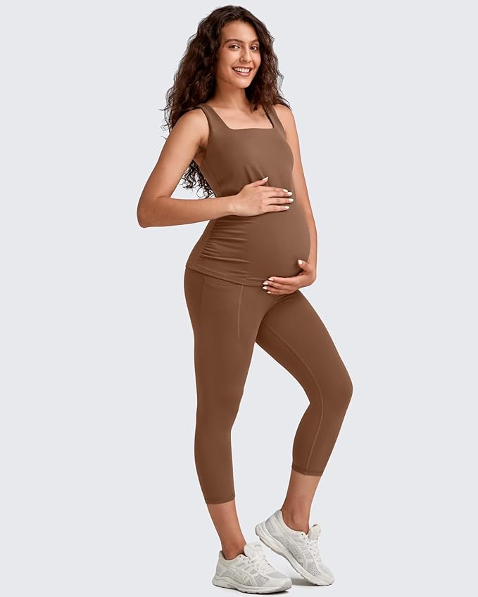 G4Free BareFeel Maternity Leggings with Pockets Over The Belly Stretchy Workout Yoga Pregnancy Pants
