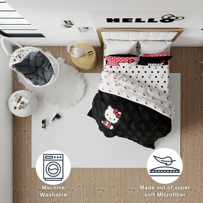 Hello Kitty Bedding Super Soft Cozy Microfiber Reversible Comforter, Full, (Officially Licensed Product) by Franco Collectibles
