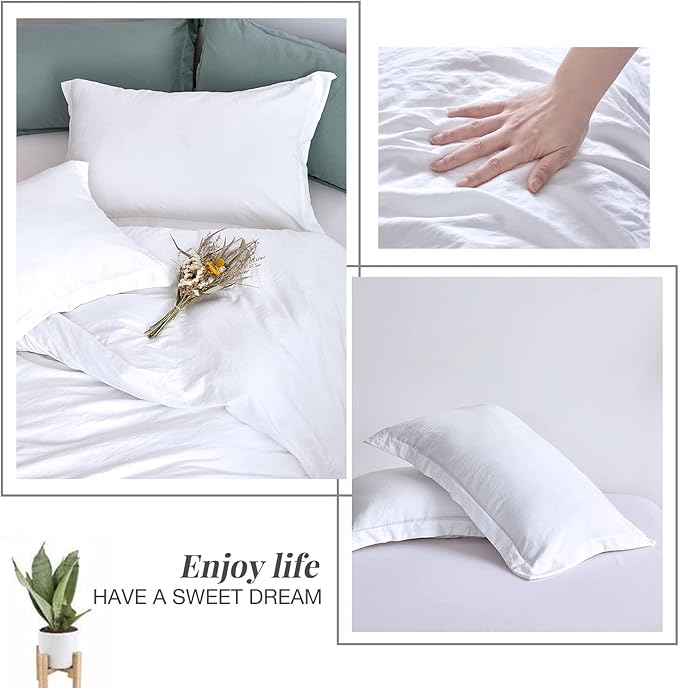 MILDLY Super Soft Duvet Cover - 100% Washed Microfiber Bright White Comforter Cover Set 3 Pieces with Zipper Closure & Corner Ties (No Comforter)