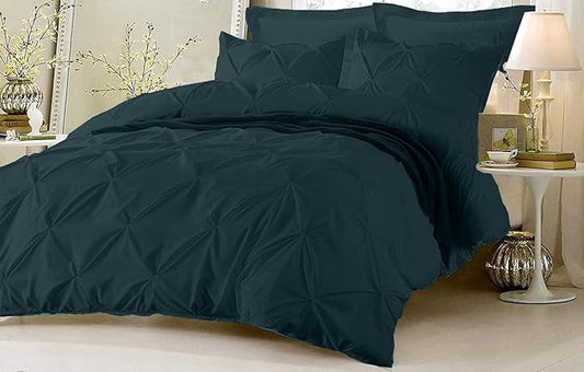 King Duvet Cover Set Pinch Pleated 800 Thread Count 100% Egypitian Cotton 1 Duvet Cover & 2 Pillow Shams Long Staple Quilt Silky Soft, Breathable With Zipper -3 Piece Set for Comforter (Teal)