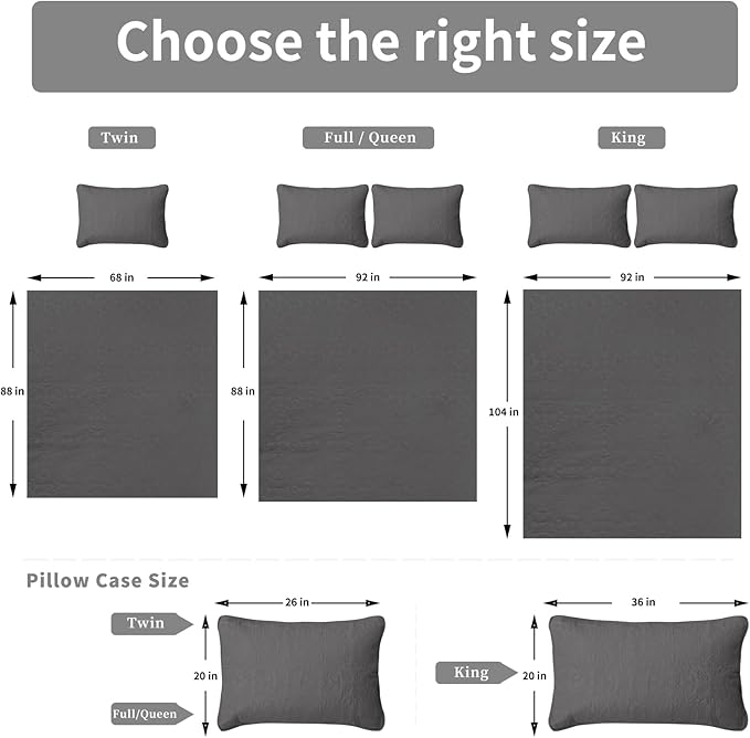 Easy-Going King Size Reversible Quilt Set with 1 Quilt and 2 Pillow Shams, Soft Bed Quilt Cover, Water Resistant Lightweight Microfiber Bedspread, Stain Resistant, Damask-Gray/Light Gray