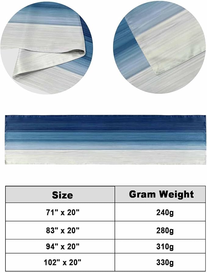 Abstract Navy Blue Ombre Stripe Art Bed Runners for Bedroom Hotel,Decorative Bedding Scarf Modern Color Line Texture Bed End Blanket Bedding Runner Scarves for Full Size Bed,83x20in