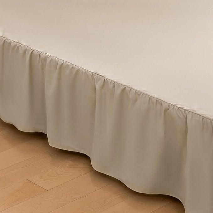 Bed Skirt, Full Size Ruffled Bed Skirt with Split Corners, 12 Inch Drop Dust Ruffle Bed Skirt with Platform, Full -12 Inch, Light Camel