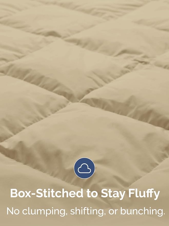 Full Size, Beige Alternative Down Comforter - Warm, Lightweight & Breathable Hotel Quality Bedding Set for Men, Women, Kids and Teens - All Season Oversized Cooling Microfiber Duvet Insert Comforter