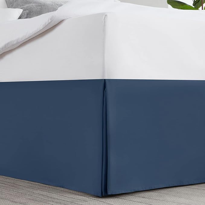 Nestl Navy Blue Full XL Bed Skirt - Full XL Size Bed Skirt 14 Inch Drop - Brushed Microfiber Bed Skirts - Hotel Quality Pleated Bed Skirt - Shrinkage & Fade Resistant