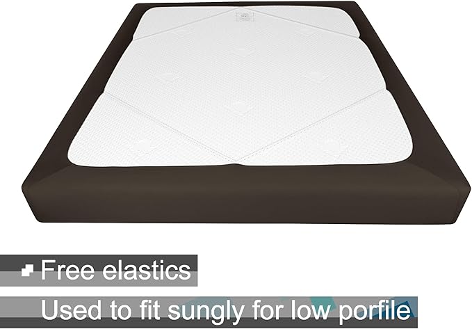 Box Spring Cover King/Cal King Size - Jersey Knit & Stretchy Wrap Around 4 Sides Bed Skirt for Hotel & Home, Brown