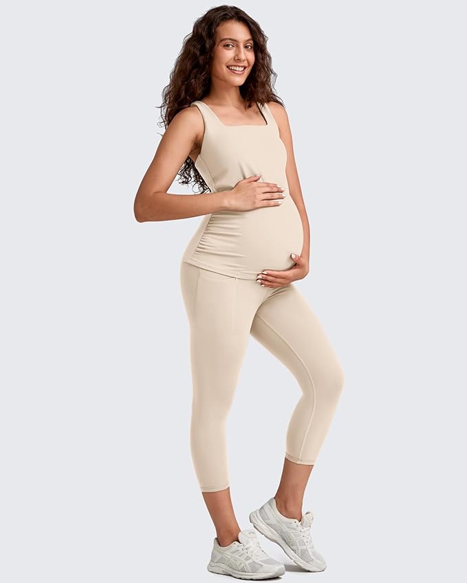 G4Free BareFeel Maternity Leggings with Pockets Over The Belly Stretchy Workout Yoga Pregnancy Pants