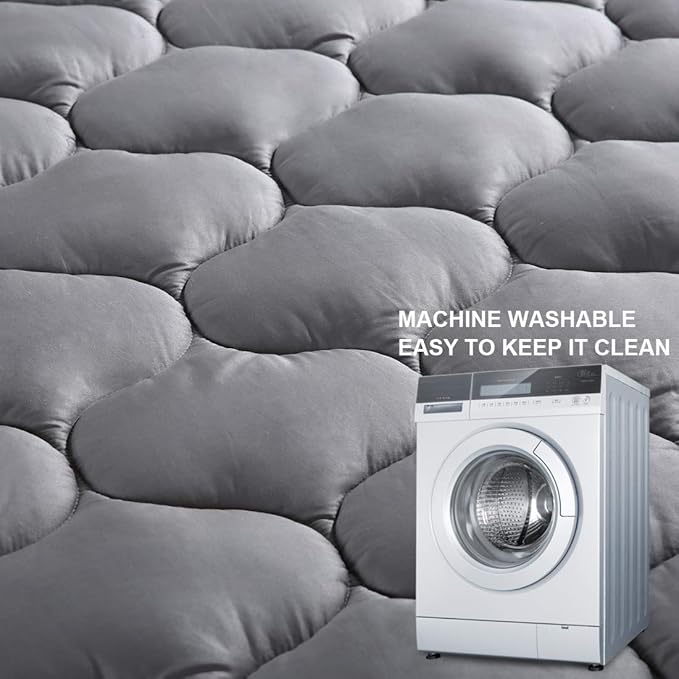 LEISURE TOWN Cotton California King Mattress Pad Fitted Quilted Mattress Cover Pillow Top Mattress Topper Cooling Soft Breathable Mattress Protector with 8-21 Deep Pocket,Machine Washable (72x84 Grey)