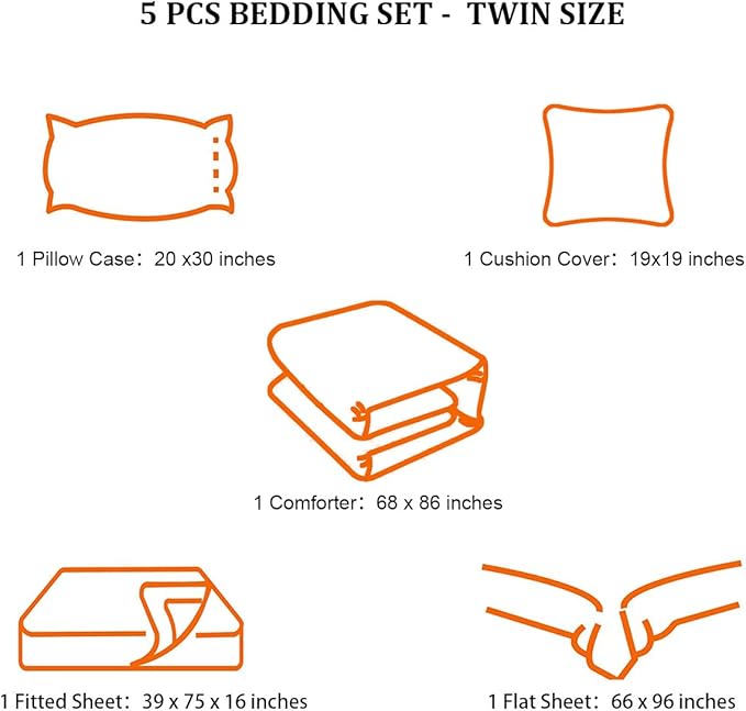 5 Pieces Bed in a Bag for Boys Bedding Sets Twin Size,Gamer Comforter Sets for Boys Kids, Gaming Comforter Set for Teens Room Decor with Flat Sheet,Fitted Sheet,Pillowcase,Cushion Cover