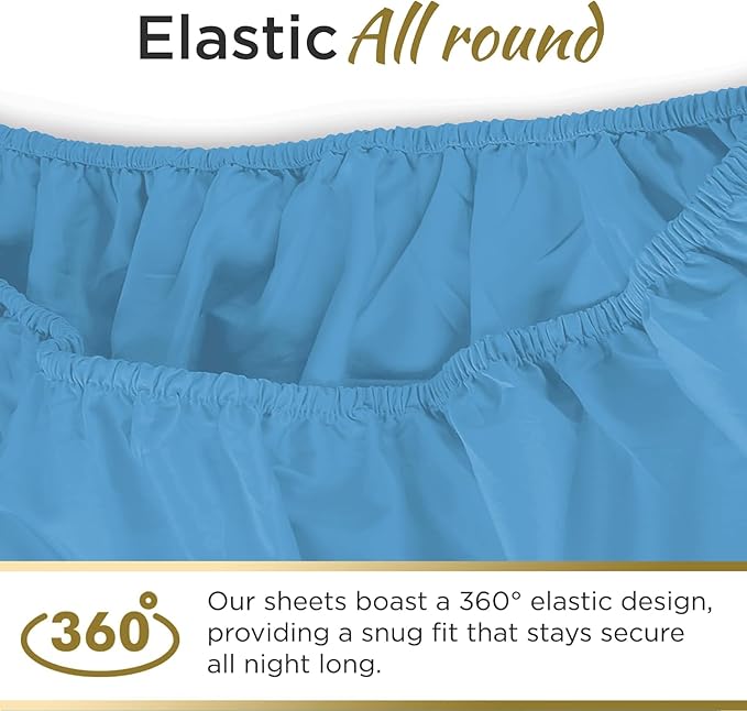 Full XL 100% Microfiber Double Brushed Sheet Set - Extra-Soft, Breathable & Wrinkle-Free - 15" Deep Pockets, 54" x 80" - Ideal for Extra Long Full Beds - 4PC Set (Full XL, Light Blue)