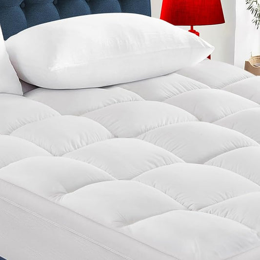 CYMULA RV King Mattress Topper - Extra Thick Cooling Mattress Pad Cover for Back Pain - Soft Mattress Protector Firm Bed Topper Pillow Top with 8-21 Inch Deep Pocket 3D Snow Down Alternative Fill
