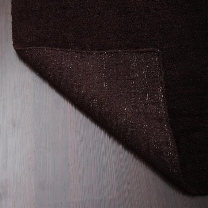 Hand Knotted Loom Wool ECO-Friendly Area Rugs - 6'7''x9'10'', Rectangle, Brown Color, Solid Plain Design, High Pile Thick Handmade Anti Skid Rugs for Living Room (L00111)