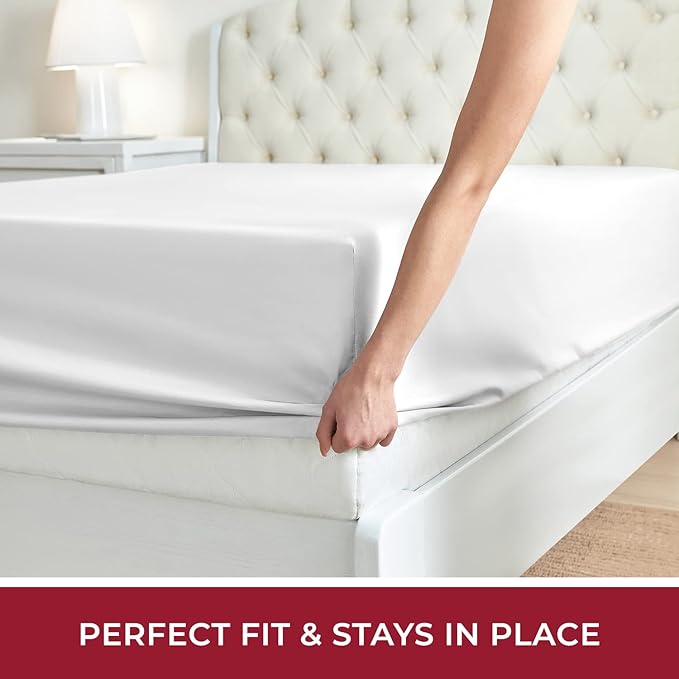 Mellanni King Fitted Sheet - Iconic Collection Bedding Sheets with up to 16 inch Deep Pocket - Soft & Cooling - Fade & Stain Resistant - 1 PC (King, White)