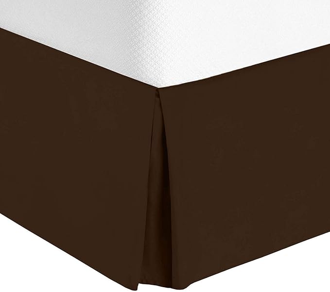 Split Corner Bed Skirt 16 Inch Drop King Size 100% Natural Cotton Wrinkle and Fade Resistant King Size, Brown Solid