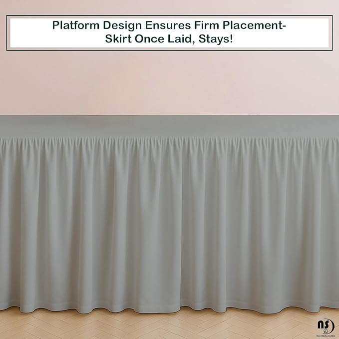Premium Microfiber Twin XL Ruffled Bed Skirt, 10” Drop with Split Corners, Soft Wrinkle Free Bedskirt with Platform, Solid Ligth Grey Dust Ruffle for 39" x 80" Mattress