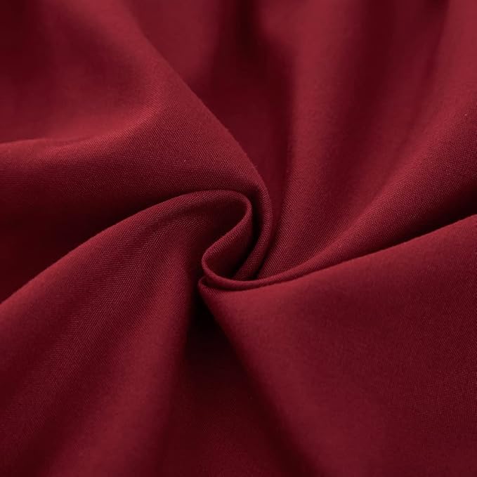 MEILA Wrap Around Bed Skirt Three Fabric Sides Elastic Dust Ruffled 14 Inch Tailored Drop,Easy to Install Fade Resistant-Burgundy, Queen/King