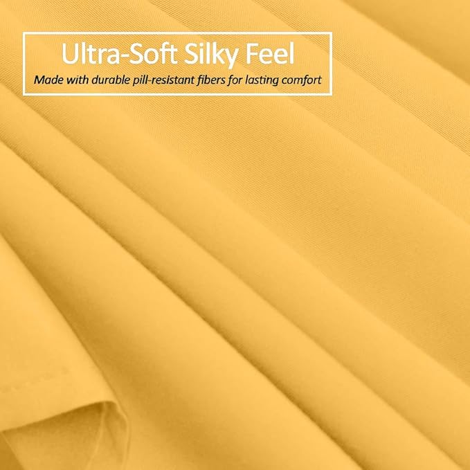 Bed Skirt - 25 Inch Fall Tailored Drop Pleated Dust Ruffle, 100% Egyptian Cotton - Solid Pattern and Color { Queen , Solid , Gold}