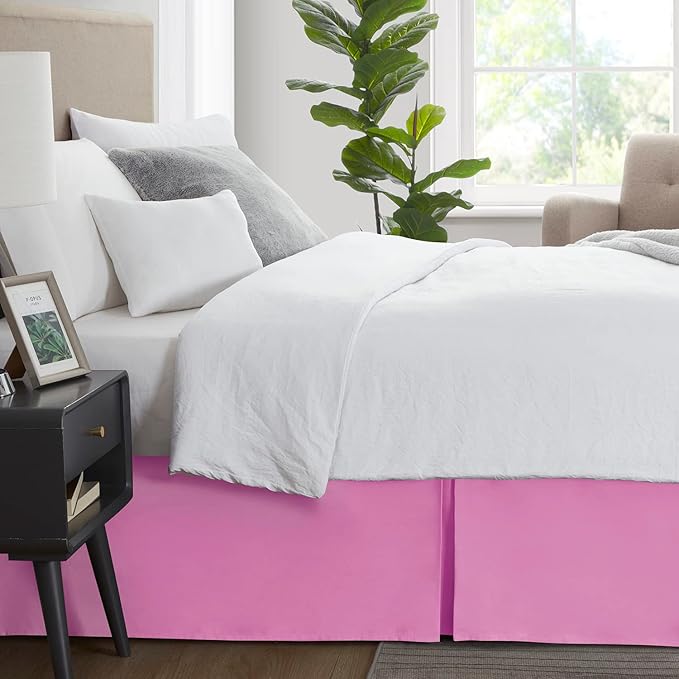 Nestl Light Pink Full Bed Skirt - Full Size Bed Skirt 14 Inch Drop - Brushed Microfiber Bed Skirts - Hotel Quality Pleated Bed Skirt - Shrinkage & Fade Resistant