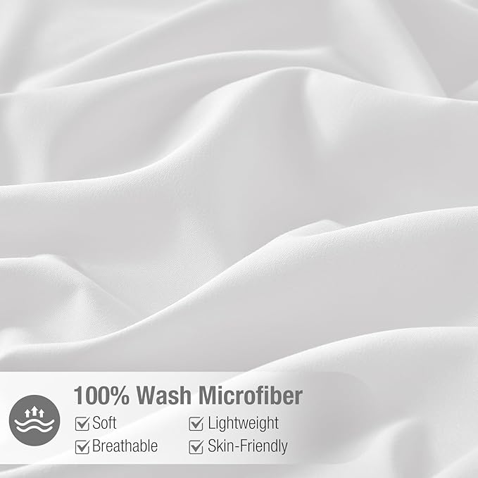 Lekesky Queen Size Duvet Cover Set, White Duvet Cover, Ultra-Soft Microfiber 3 Pieces Comforter Cover with Zipper and Corner Ties, Includes 2 Pillowcases 20"x26"
