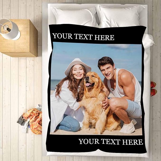 Customized Blankets with Photos, 1 Photos Custom Blanket Customized Gifts Gifts for Mom Dad Couple Girlfriend Boyfriend Wife Husband, 8 Sizes