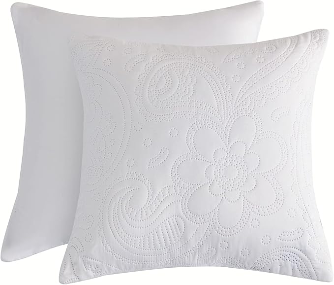 Oversized King Bedspread 128x120 Extra Wide, Ultrasonic Lightweight Bedding Cover, Paisley Pattern, Reversible, 5 Piece, 100% Microfiber, Pure White