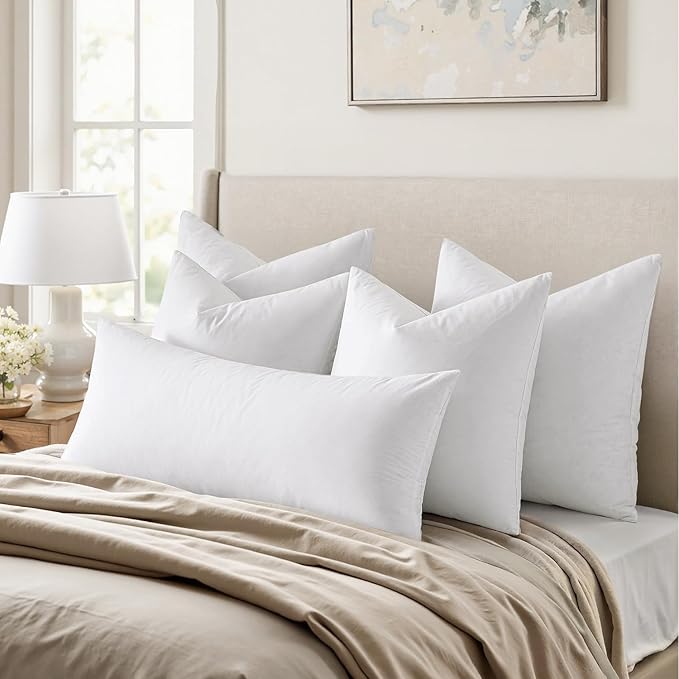 MIULEE Feather Pillow Insert 30x30, Decorative Down Feather Fluffy Throw Pillow Cotton Fabric for Living Room Sofa Bed