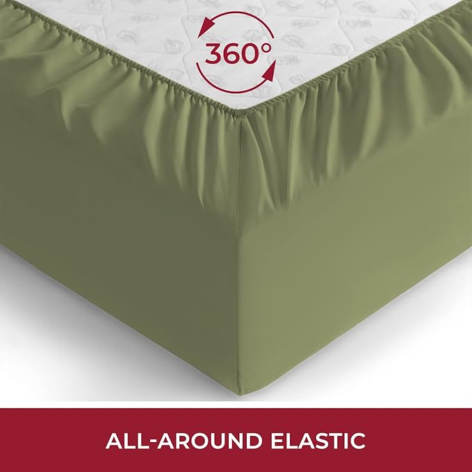 Mellanni California King Fitted Sheet - Iconic Collection Bedding Sheets with up to 16 inch Deep Pocket - Soft & Cooling - Fade & Stain Resistant - 1 PC (Twin XL, Sage)
