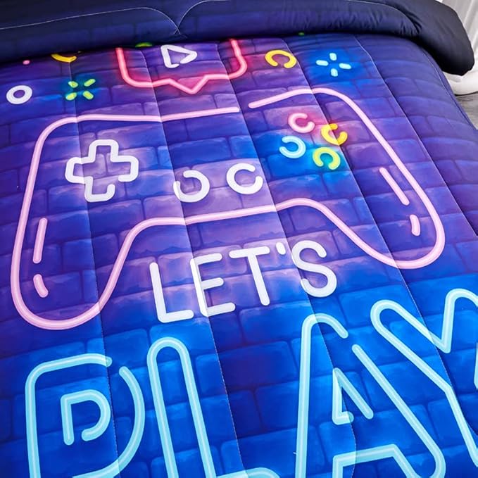 Kids Gaming Comforter Set for Boys, Full Size Bedding Set Including 1 Comforter & 2 Pillowcases