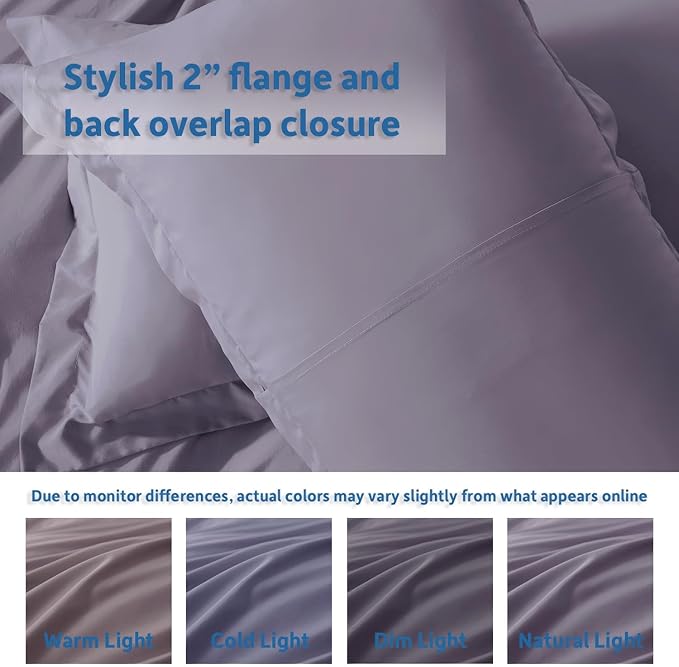 Nestl King Duvet Cover Set with Comforter Insert - Grayish Purple 4 Piece 104x90 Duvet Cover & 2 Pillow Shams with White Quilted Down Alternative Comforter, Ultra Soft, All Season